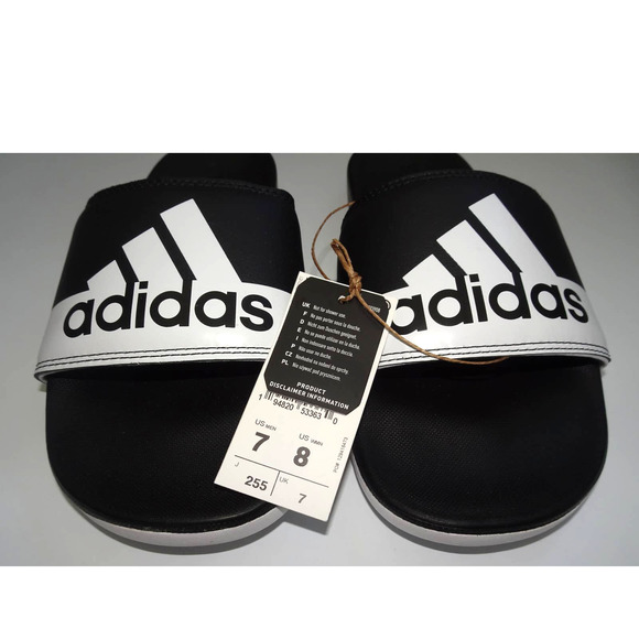 Adidas Unisex-Adult Adilette Slide Sandal 7M/8W Black/White/White - Picture 2 of 6